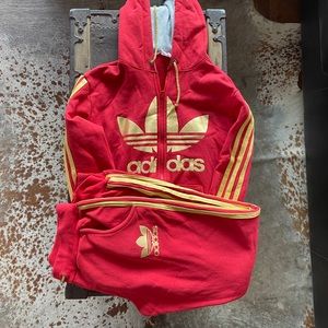 Adidas Zip Hoodie and Joggers Tracksuit Set